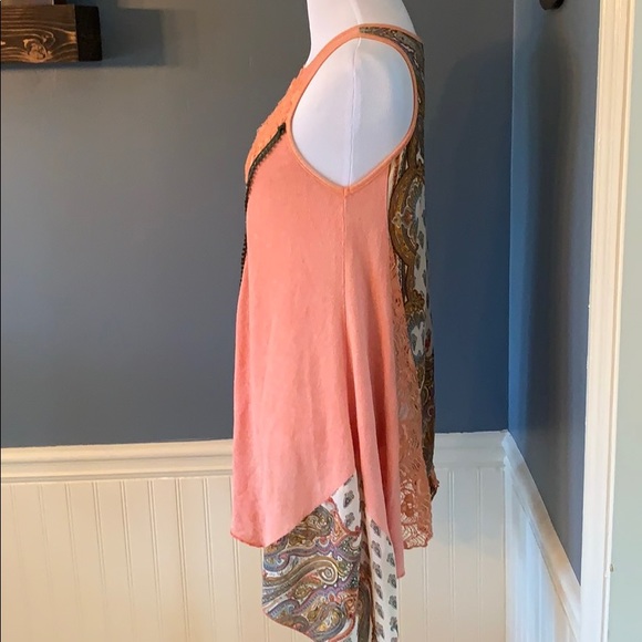 BKE Crochet Floral Paisley Boho Coral Tank XS - Picture 3 of 8